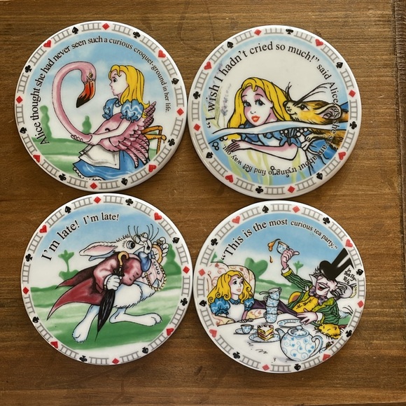 Paul Cardew Other - Alice in Wonderland Coaster Set of Four 4"Ceramic Coasters Paul Cardew Design